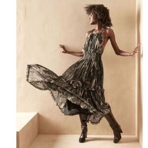 NWT Banana Republic Halter Maxi Dress Marble Smoke‎ Size S